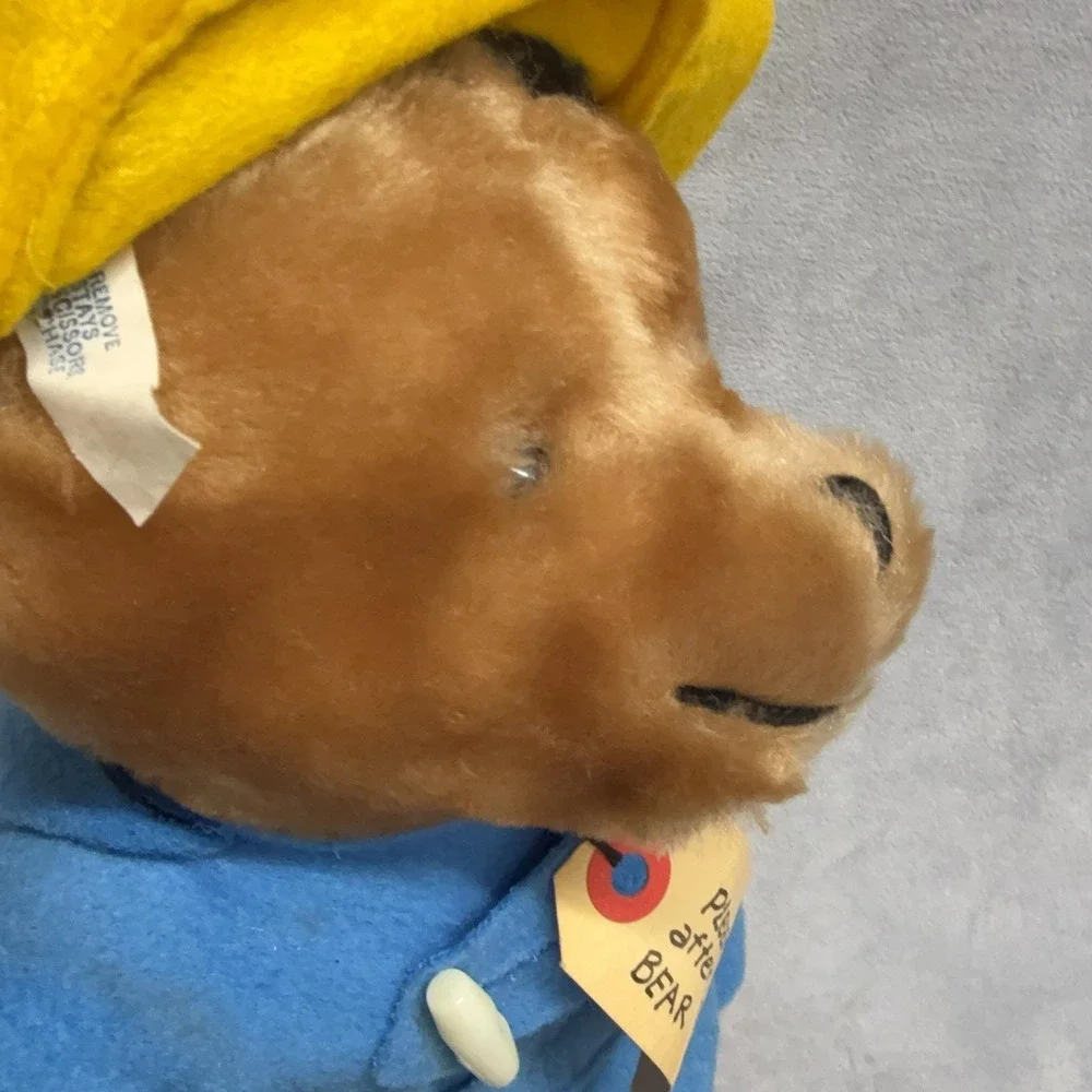 Vintage Eden Toys Paddington Bear Plush Doll Small Brown‎ Blue Coat Yellow Hat